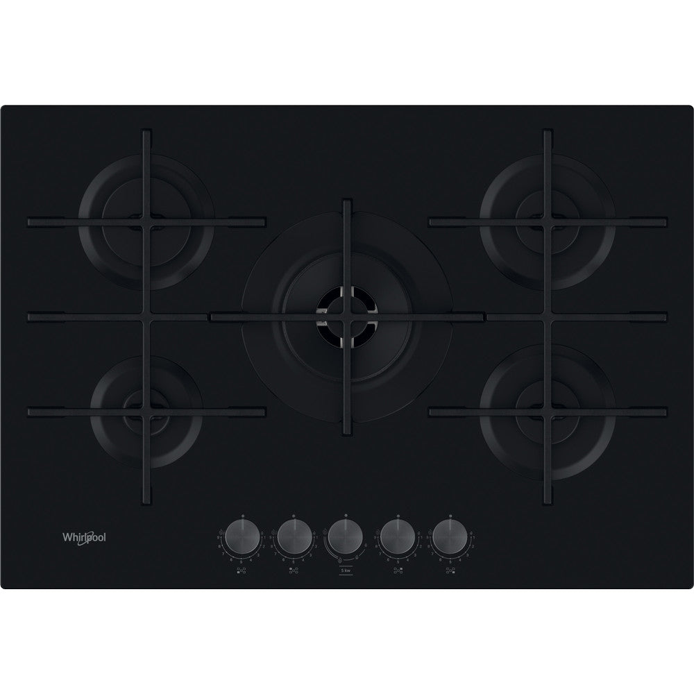 Whirlpool W Collection GOWL 758/NB Hob 5 Burners Gas on Glass 75cm - Black