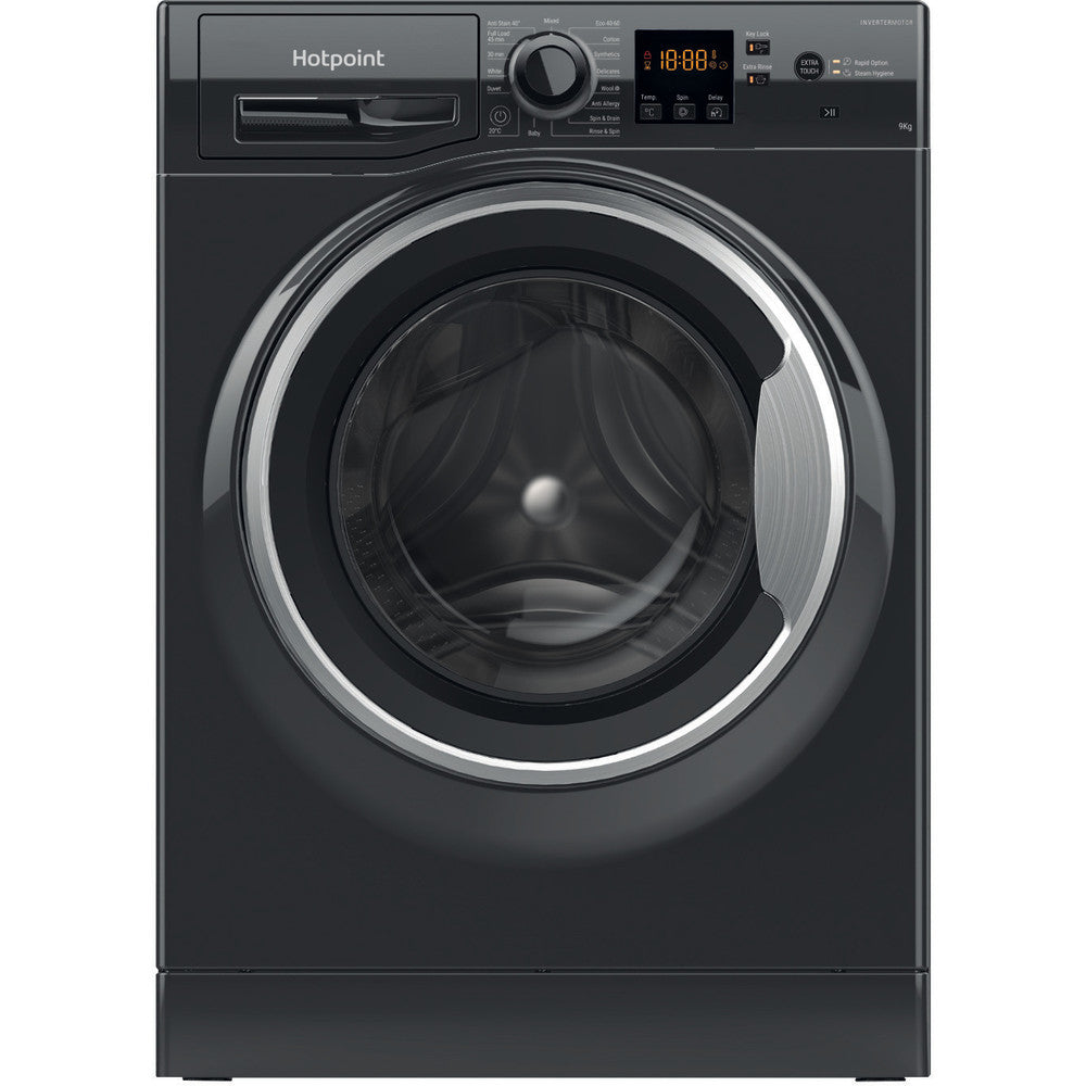Hotpoint NSWM965CBSUKN black 9kg washing machine - freestanding